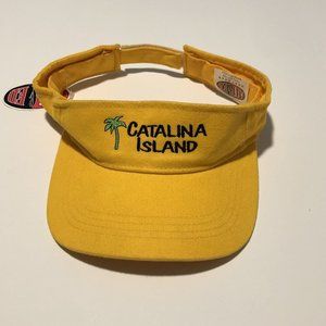 Vintage Kee And Ed Yellow Embroidered Catalina Island Adjustable Golf Visor Hat